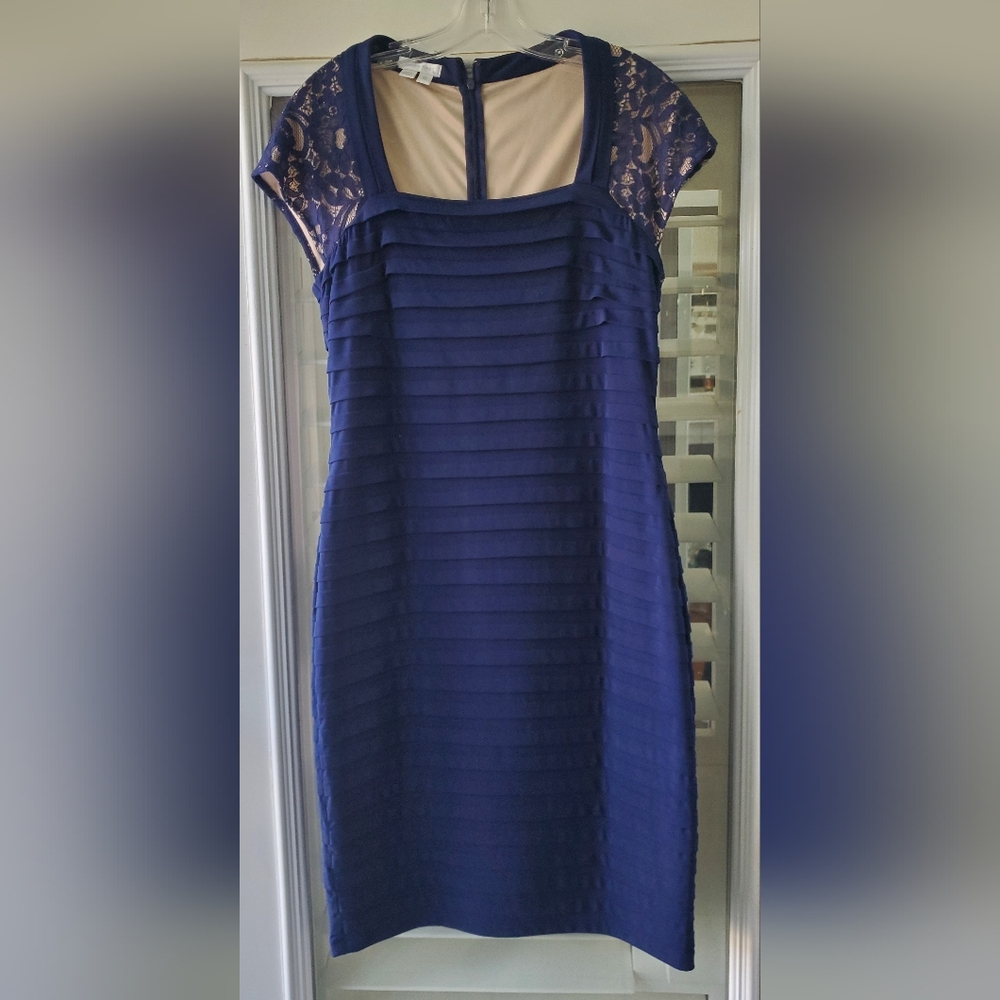 London Times Royal Blue Midi Dress